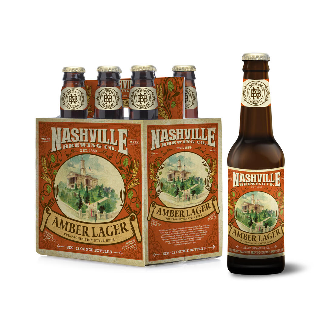 Nashville Brewing Company package design for Amber Lager Beer