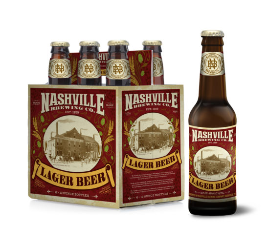 Nashville Brewing Company - Lager Beer Bottle and Carrier Design